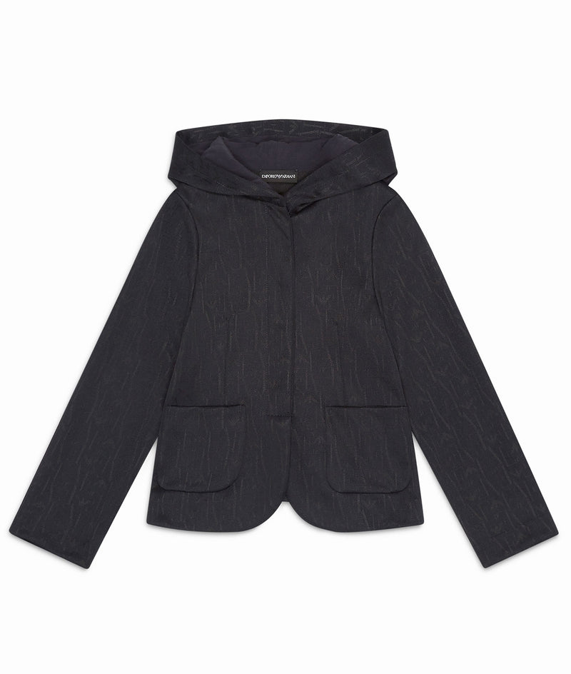 EMPORIO ARMANI All-over jacquard logo lettering hooded jacket 