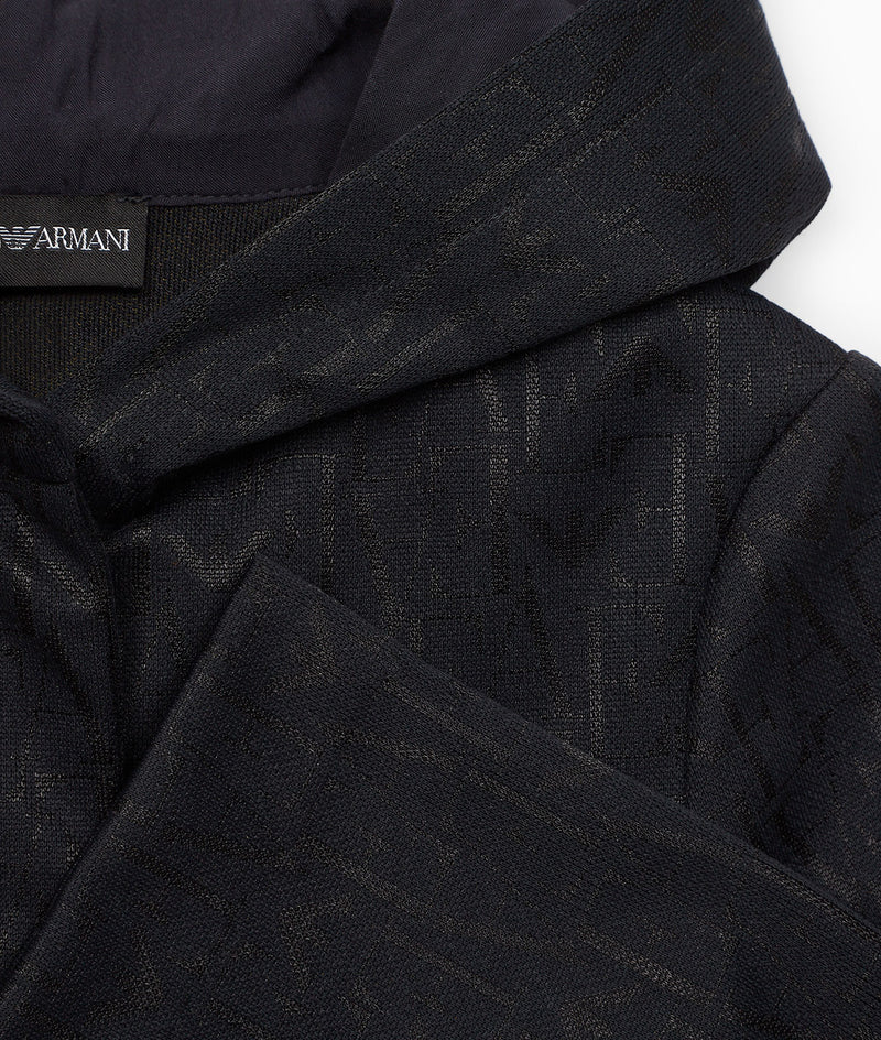EMPORIO ARMANI All-over jacquard logo lettering hooded jacket 