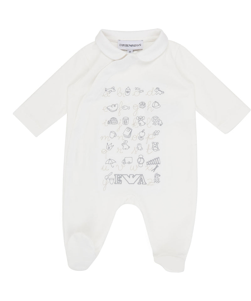 EMPORIO ARMANI BABY 手書き風プリントロンパース