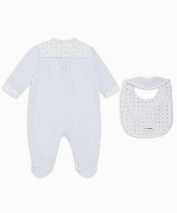EMPORIO ARMANI BABY All-Over Eagle Romper &amp; Bib Set ★