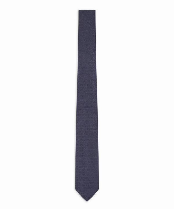 EMPORIO ARMANI Logo lettering pullover jacquard pure silk tie ★ 