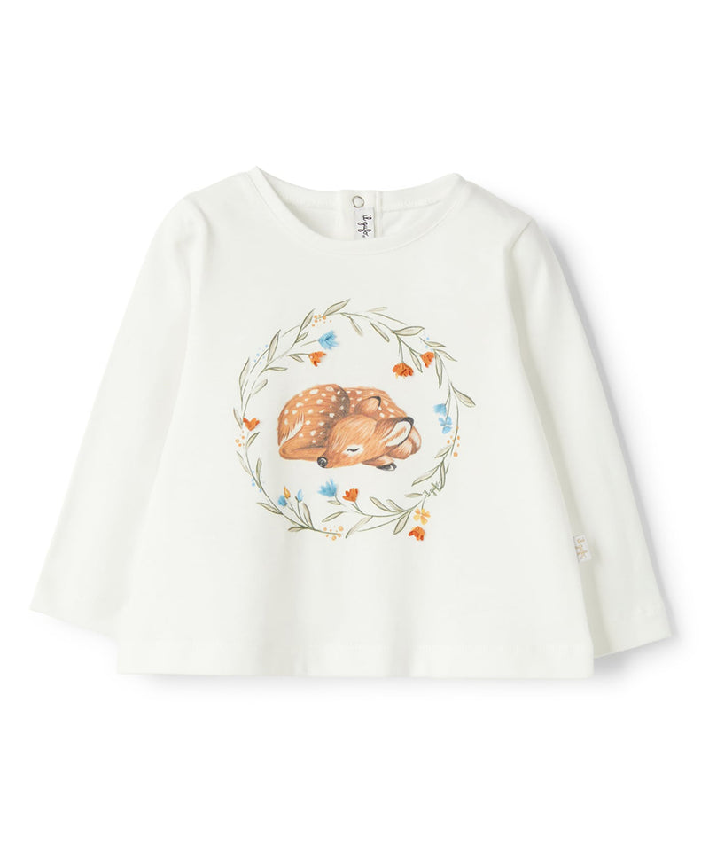 IL GUFO BABY&KIDS フラワーアップリケ付きプリントカットソー 42-840124016-01 18M/2Y/3Y
