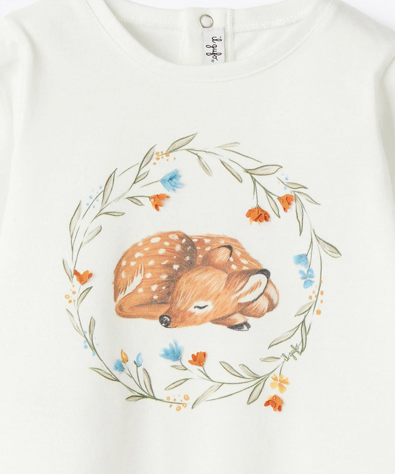 IL GUFO BABY&KIDS フラワーアップリケ付きプリントカットソー 42-840124016-01 18M/2Y/3Y