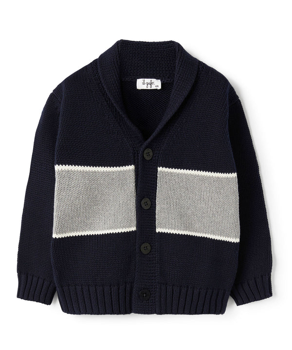 IL GUFO Block Color Organic Cotton Cardigan