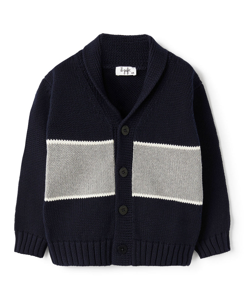 IL GUFO Block Color Organic Cotton Cardigan