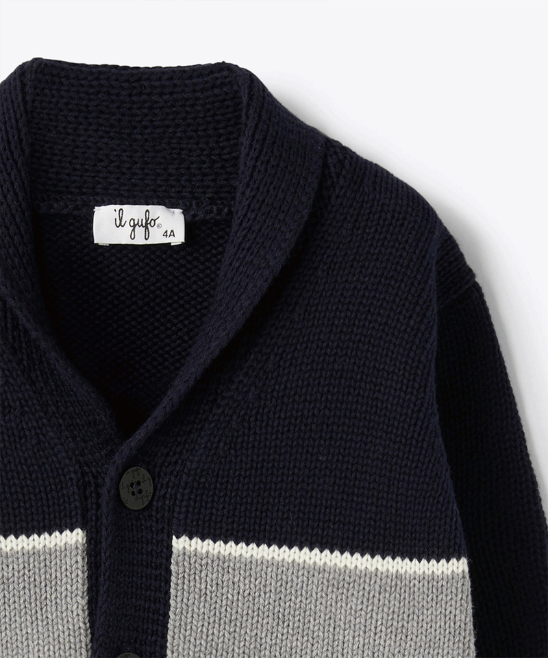 IL GUFO Block Color Organic Cotton Cardigan