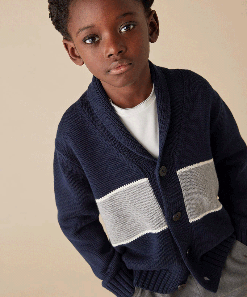 IL GUFO Block Color Organic Cotton Cardigan