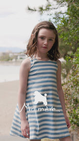 MAMERE 24SS Striped dress with back ribbon ★ 